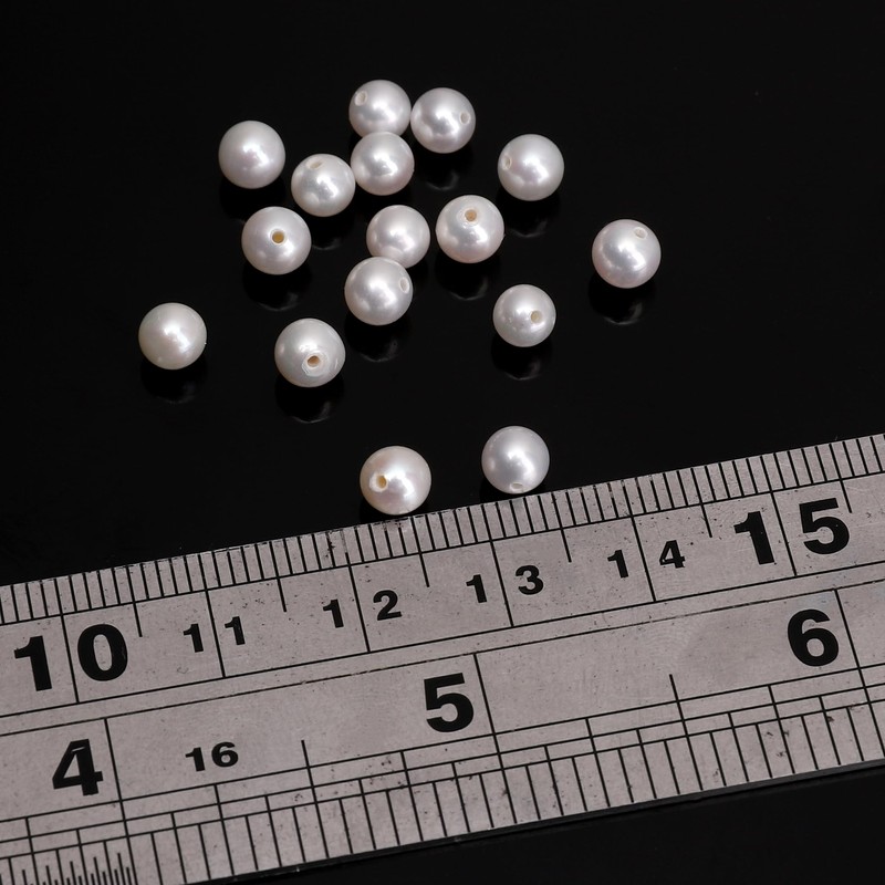 Natural Freshwater Half-Drilled Round Pearl Beads 4-5mm White Loose Pearls