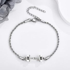 DAYLINLOVE Dumbell Bracelet For Men 925 Sterling Silver Weighted Bracelet 10lb Gym Bracelets Sport Jewelry Gifts For Men Women Dumbell Lovers