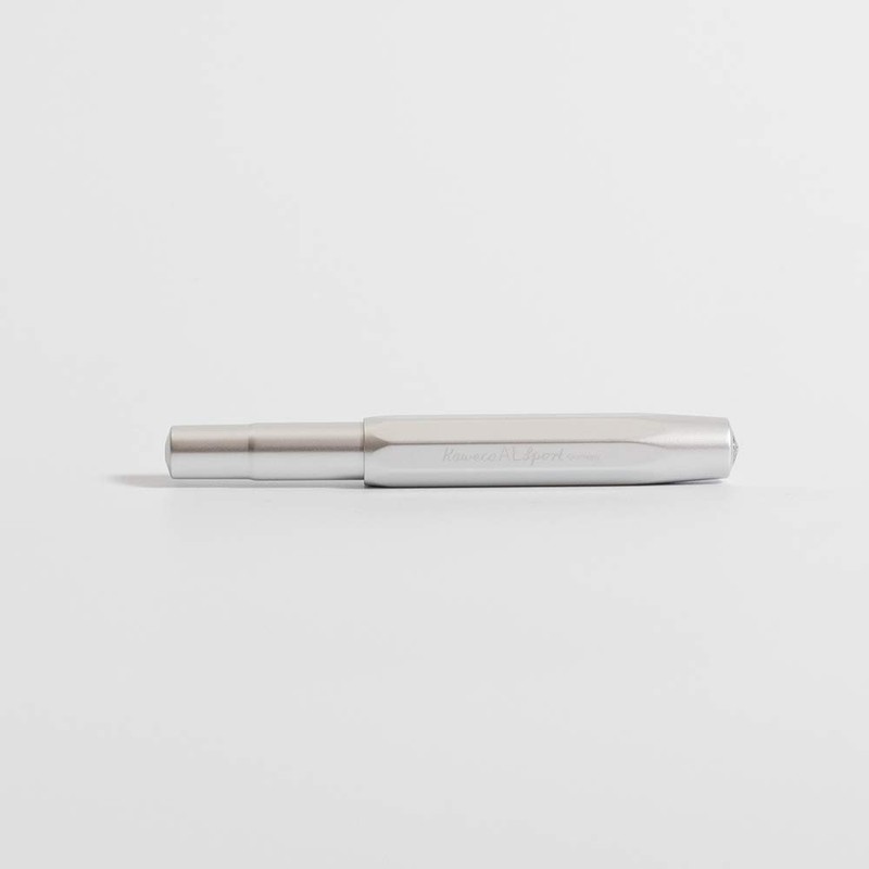 Kaweco AL Sport Fountain Pen Silver, Fine Nib Sport Octagonal