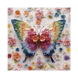 Colorful Flower Butterfly Puzzles for Adults 1000 Pieces Art, Beautiful Nature Spring Floral Jigsaw Puzzles, Pretty Rose Daisy Challenging Puzzle