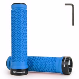 GPMTER Bike Handlebar Grips, Single Lock-on Bicycle Grips Handle Bar End Holding Locking Grips, for BMX, Mountain, MTB, Cruiser, Folding Bike, Soft Non-Slip-Rubber Rubber Hand Grip Blue