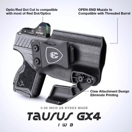 WARRIORLAND Taurus GX4 Holster , IWB Kydex Holster,Optic Cut&Claw For Taurus GX4 Right Hand