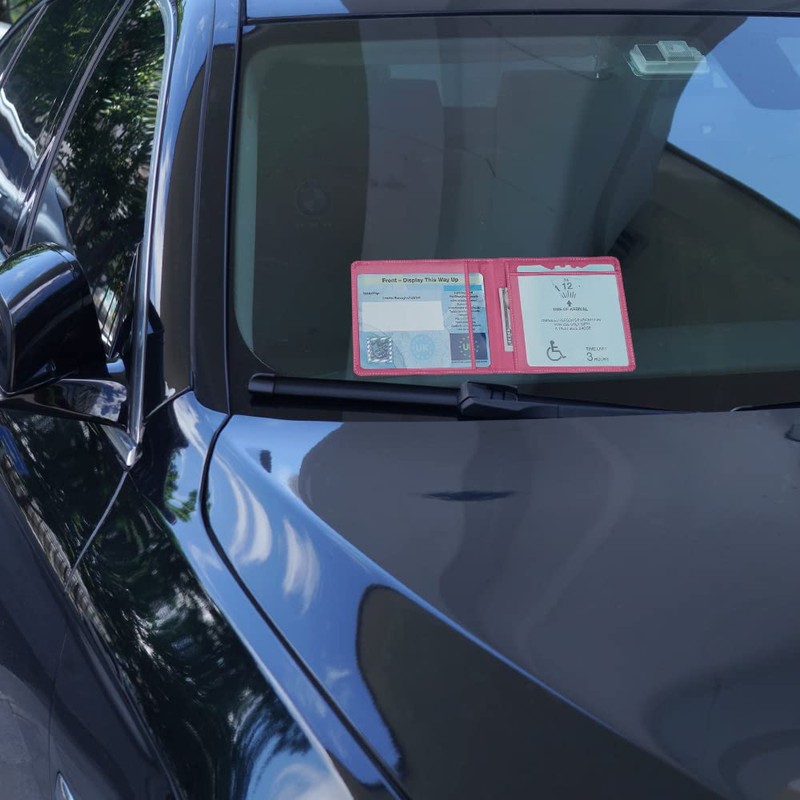OFFCUP Disabled Badge and Timer Holder, PU Leather Disabled Badge