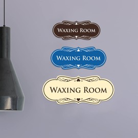 Designer Waxing Room Sign (Brushed Silver) - Medium 1 Pack