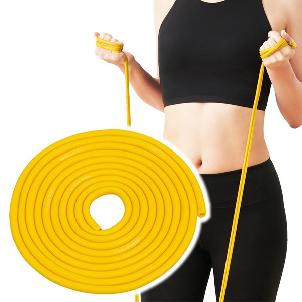 D&M TTB-11 Theraband Cera Tube, 9.8 ft (3 m), φ0.3 inches (7.2 mm), Strength Level -1, Yellow, Manual Included, Can Be Cut, Training Tube, Training Band, Full Body, Stretch, Exercise, Inner Muscles, Rehabilitation, Yellow