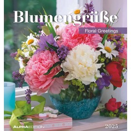 Flower Greetings 2025 Postcard Calendar 16 x 17 cm Flowers for Standing or Hanging Monthly Calendar Gadget Souvenir Alpha Edition