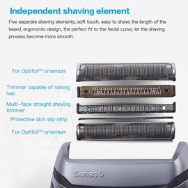 Shaver Replacement Head for B-raun 92S/92M Series 9 Electric Razors for Men - Silver by WELURE