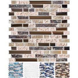 STICKGOO 10-Sheet Peel and Stick Wall Tile, Self-Adhesive Kitchen Backsplash in Sandstone (Thicker Design)