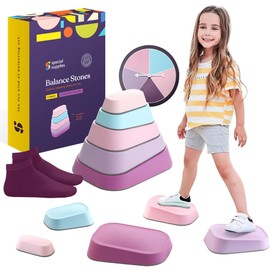 Special Supplies Set of 5 Stepping Stones for Kids Indoor and Outdoor Balance Blocks Promote Coordination, Balance Strength Child Safe Rubber, Non-Slip Edging (Unicorn)