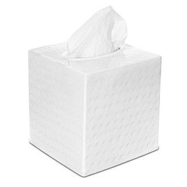 Monarch Abode Tissue Box Cover, Hand Hammered, Metal, Square Tissue Box Holder, Black (Classic White)