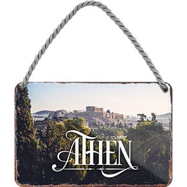 schilderkreis24 Tin Signs Collection 18 x 12 cm – Cities Motifs from Around the World: Decoration & Gift Idea for Globetrotters (Athens)