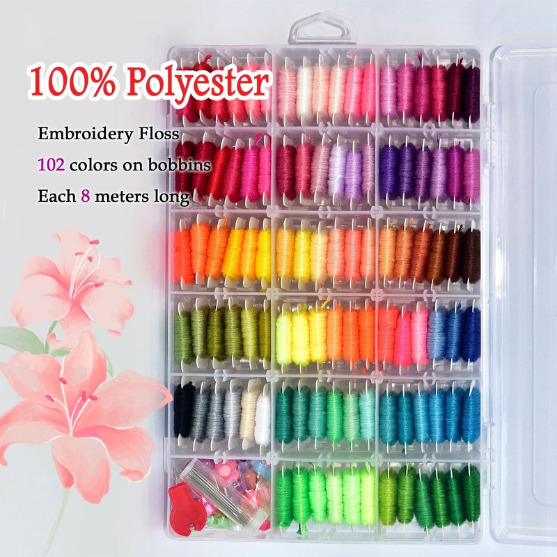 QCZKB Friendship Bracelet String 102 Skeins Fashionable Rainbow Color Embroidery