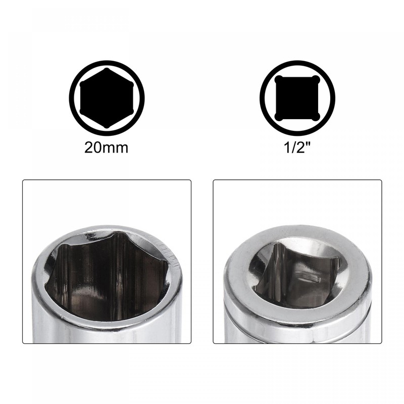 sourcing map Socket Accessory Set, 20mm Deep Socket 360° Rotatable