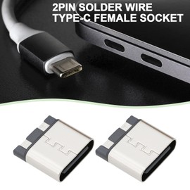 Create idea 20Pcs 2-Pin Type C Female Socket DIY Charging Port Connector Welding Wire for Electronics Power Port Solder Connector Port Repair DIY Projects