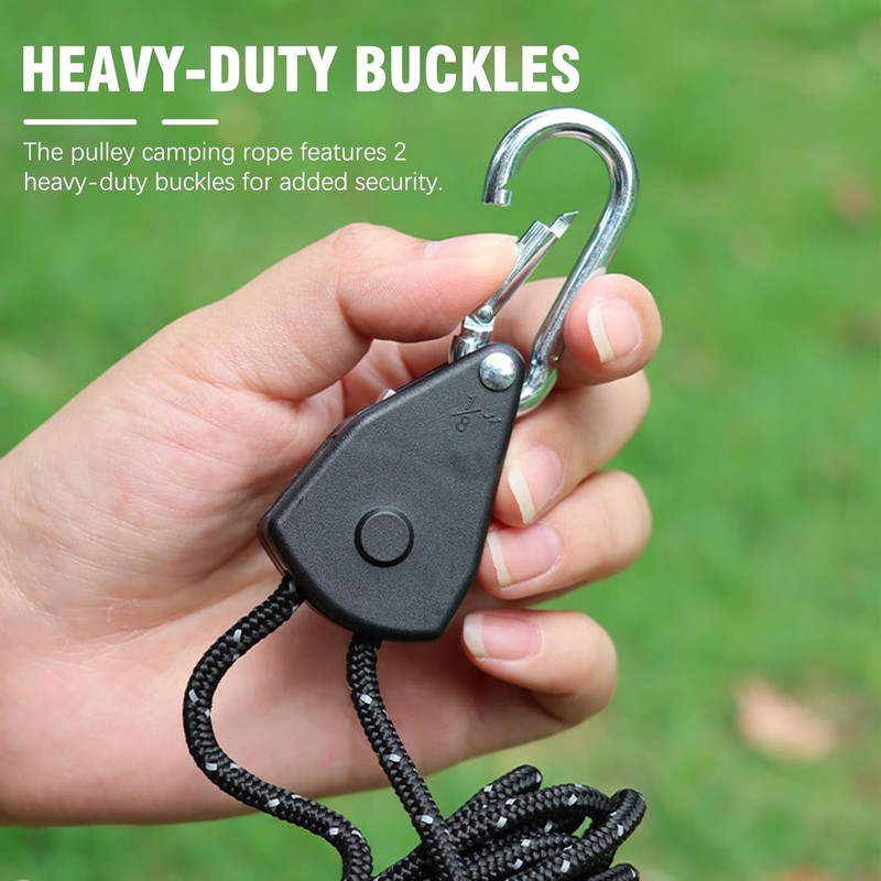 Pack of 4 Adjustable Rope Ratchet, 4 m Guy Ropes