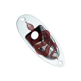 Guyker Guitar Input Jack Plate, Metal Oval Boat Shape Jackplate Socket Ferrule Output Curved with Snake Pattern for Electric Guitar Bass Replacement Parts(GJ005, Chrome)