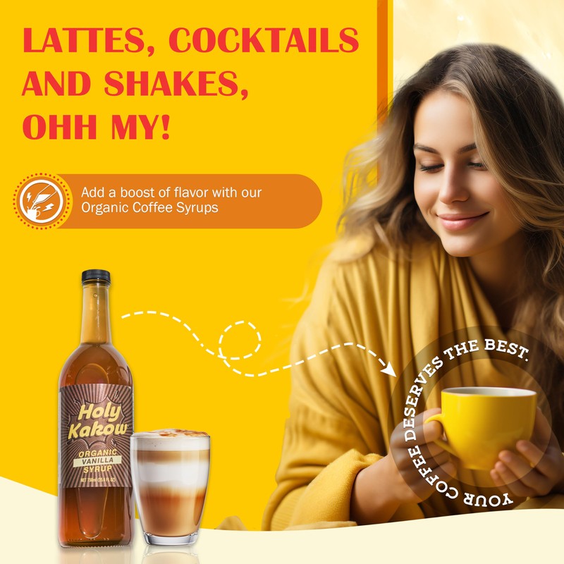 Holy Kakow Cafe Organic Vanilla Syrup - Vanilla Syrup, Coffee