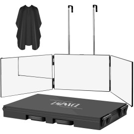 LMZNXCZ 3-Way Self Haircut Mirror  360° Tri-Fold with Adjustable Telescoping Hooks
