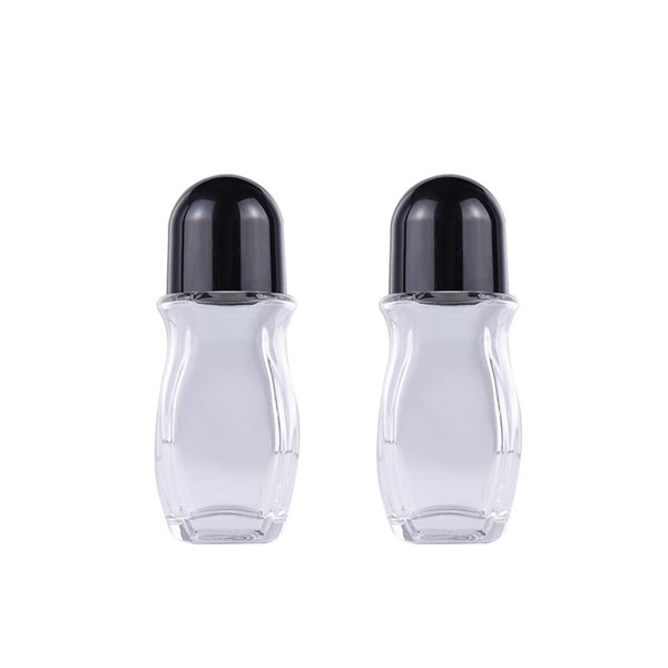QUUPY 2PCS 30ml/1oz Deodorant Glass Roller Bottles with Plastic Roller Ball Empty Sample Vials for Essential Oils Leak-Proof Massage Roll On Bottles Containers