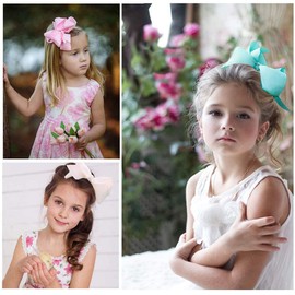 Blue Bows for Girls,6PCS Hand-made Grosgrain Ribbon Hair Bows Alligator Clips Hair Accessories for Little Teen Toddler Girls Kids (Royal Blue)