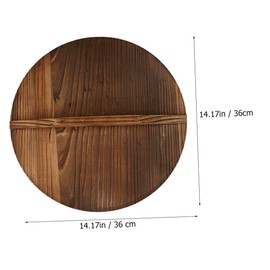 LABRIMP High-class Carbonized Wok Pot Cover Kitchen Wok Lid Wood Material Anti-slip Handle Rustic Style