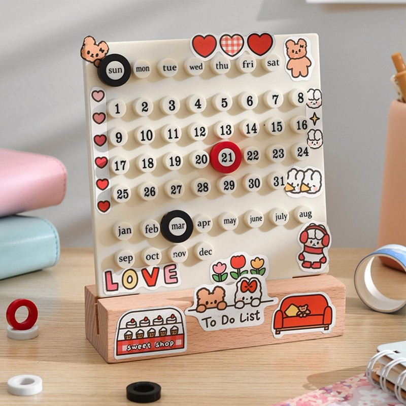 Desk Date Planner Integrated Molding Ring Table Calendar Ornaments for