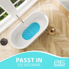 Brandsseller Bath Mat Bath Mat Non-Slip Mat Water Drops Design Oval Approx. 67 x 37 cm Blue