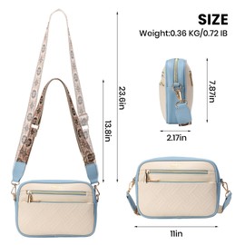 Codcey Small Crossbody Bags for Women Trendy Quilted Vegan Leather Sling Purse Shoulder Handbags with Adjustable Strap(Beige Blue)