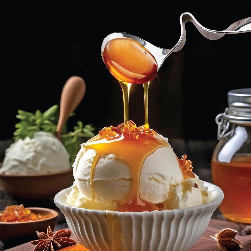 HIC Kitchen Curved Handle Honey Spoon, 18/8 Stainless Steel, Serve