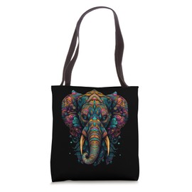 Colorful Elephant | Psychedelic Art Trippy Hippie Men Women Tote Bag