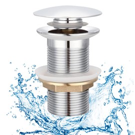 Maloftars Washbasin Drain Fitting Universal Drain Fitting without Overflow Pop-Up Drain Fitting Bath Shower Sink Push Open Drain Fitting Sink Silver