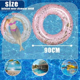Pool Inflatables Swimming Ring Rubber Rings for Kids Adults,90cm Pink Sequins Inflatable Pool Water Toys,Inflatable Pool Floats Swim Tubes Rings for Girls Boys Women Men Summer Party Beach Water Sport