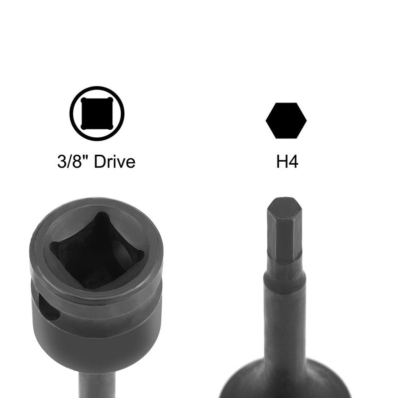 TA-VIGOR 3Pcs Impact Hex Bit Socket, 3/8" Drive x H4