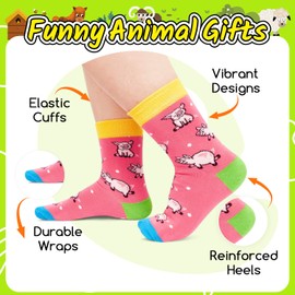 HAPPYPOP Cute Pig Gifts for Girls - Novelty Pig Socks Kids Pink Piggy Socks Pig Stuff for Pig Lovers 4-6 Years Old