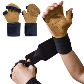 Weight Lifting Gloves - Fingerless Weightlifting Gloves with Wrist Wrap Support | Breathable Palm Protection Grip Workout Accessories for Gym