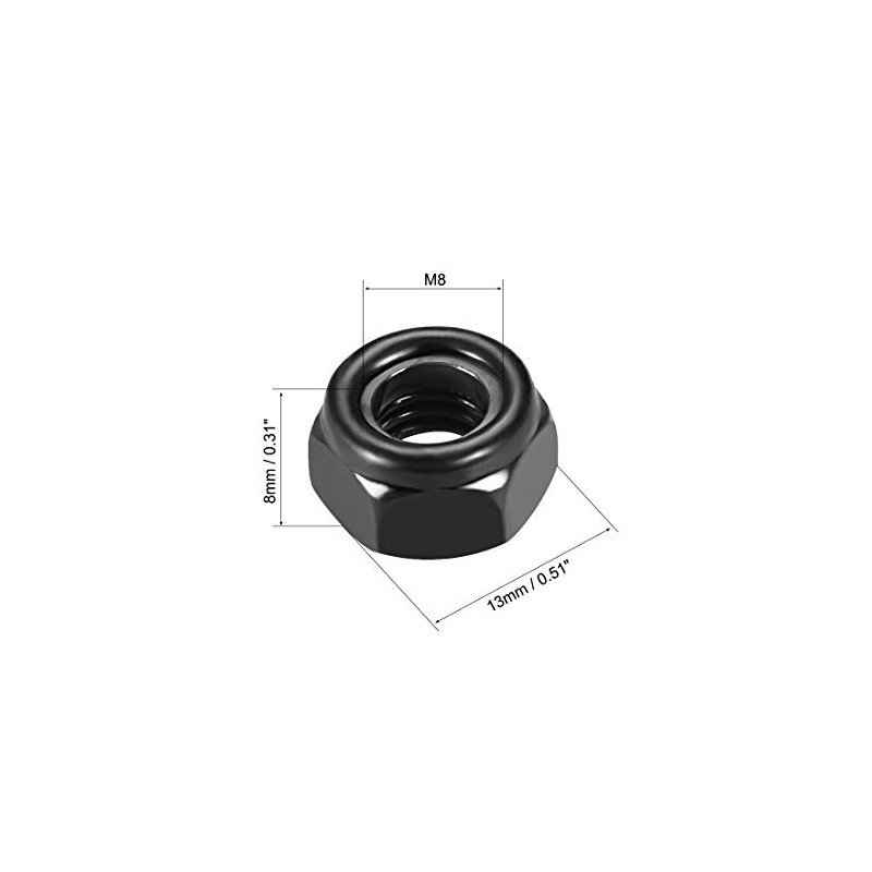 uxcell Hex Lock Nuts - M8 x 1.25mm Carbon Steel