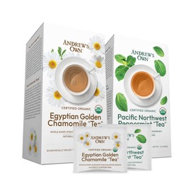 ANDREW LESSMAN Tea - Variety Pack - Egyptian Golden Chamomile Tea + Peppermint Tea 30 Sachets Each - Certified Organic. Soothing, Calming. Rich in Healthy EGCG. No Bitter Aftertaste. Caffeine-Free