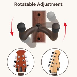 Guitar Wall Mount, Black Walnut Wood Guitar Hanger, U-Shaped Guitar Wall Hanger Mount, Guitar Holder Hook Stand Wall Mount Guitar Accessories for Acoustic, Electric Guitar, Banjo, Bass, Ukulele