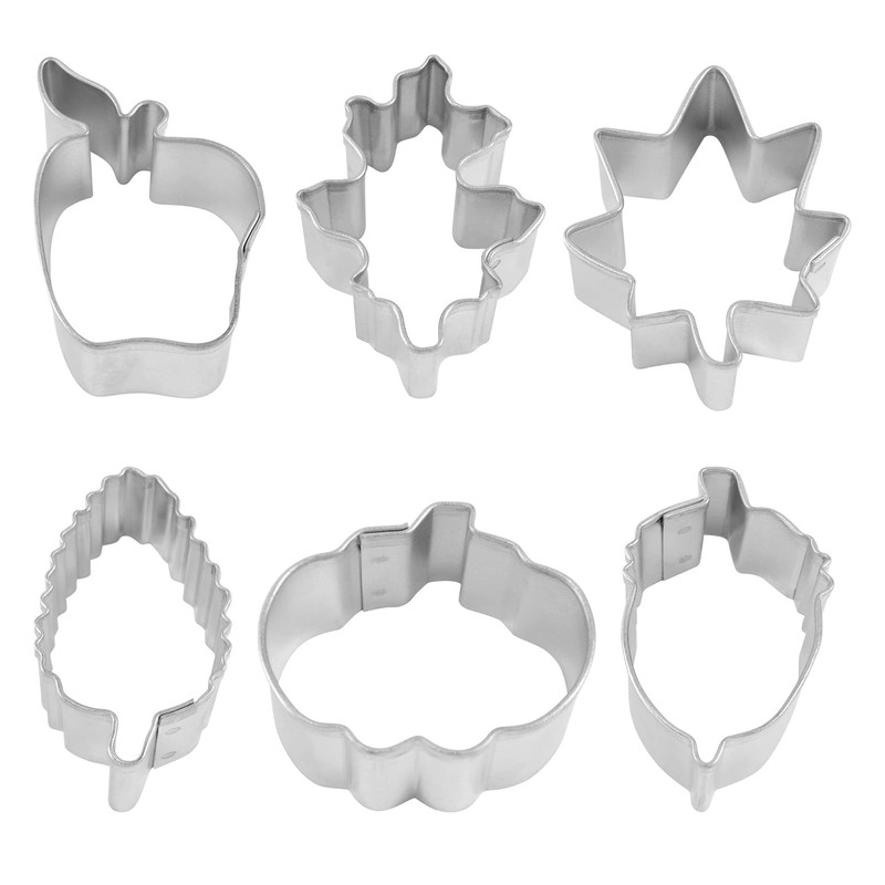 R&M International Mini Autumn Leaf Cookie Cutters, Acorn, Pumpkin, Oak,
