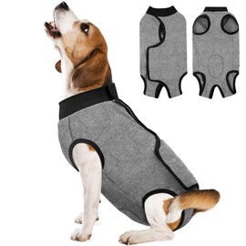 Kuoser Recovery Suit for Dogs After Surgery, Soft Dog Surgery Suit for Female Male Spay Neuter, Anti-Licking Dog Onesie Abdominal Wound Skin Disease Dogs Bodysuit Pet Surgical Recovery Suit, Grey XS