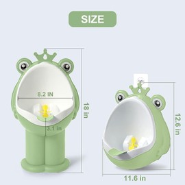 Frog Pee Training, Potty Training Urinal Children's Urinal Kids Toddler Toilet Child Standing Urinal Wall-Mounted Toilet for Boy with Funny Aiming Target, Green