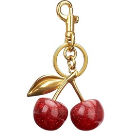 Sparkling Glitter Cherry Bag Charm with Key Ring & Clip – Adorable Cherry Accessories for Handbags, Purses, Backpacks, and More, Cherry Charm Keychains Cute Stuff