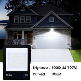 MIWATT Pack of 2 LED Outdoor Spotlights, 100 W LED Floodlight, Super Bright LED Shear Launcher, 10000 lm, Cool White, IP66 Waterproof Outdoor Spotlight for Garden, Backyard, Driveway, Doors, Garage,