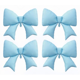 4Pcs Gaint Blue Bow Decor Balloons 38 Inch/coquette Balloons Party for Cinderell Princess, Fairy Tale Castles, Kitty Cinna*morol,Ballet Themes, Ocean Adventures,Dreamy Gardens Decor/Macaron Blue Bow
