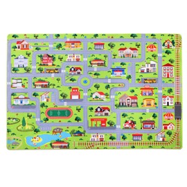 Fashionwu Kids Playmat Car Rug Educational Car Rugs Extra Large City Life Play Mat for Bedroom Play Room Game Area Non Slip Kids Foam Rug Playtime Activity Mat for Toddler Baby Boys and Girls 4 x 4