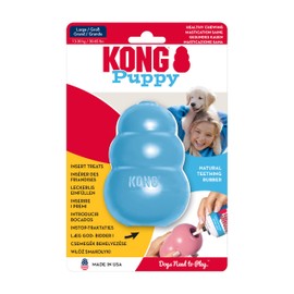 KONG Puppy - Natural Teething Rubber Chew Toy for Dogs - Stuffable Dog Toy for Extended Playtime - Chew & Fetch Toy for Puppies - For Large Puppies - Blue