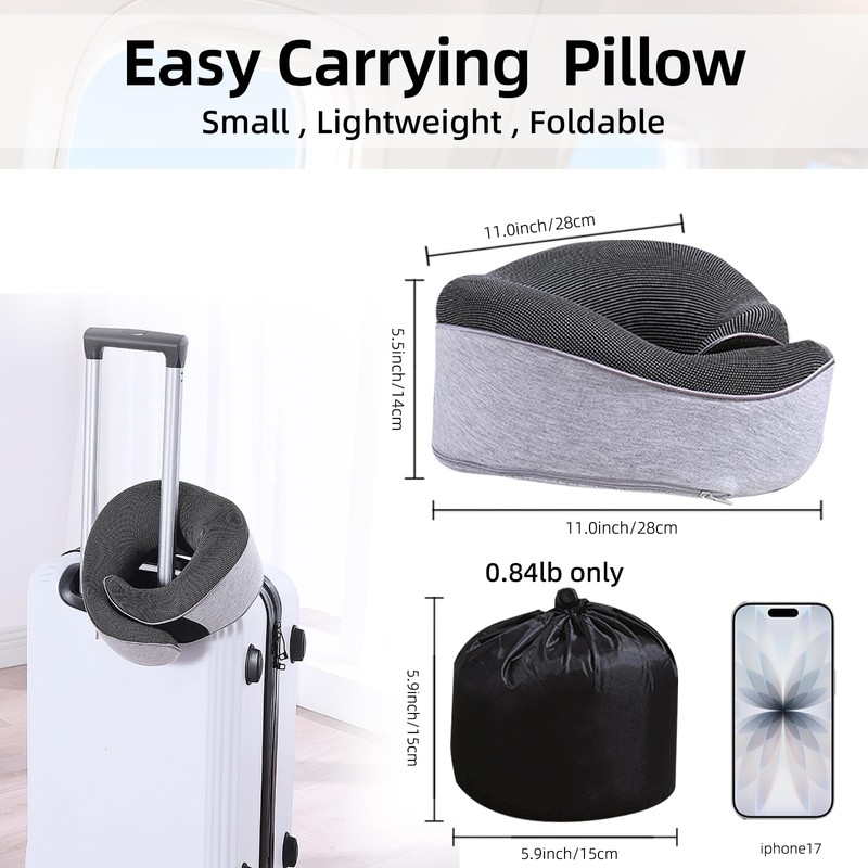 YYinno Travel Neck Pillows for Airplanes with Portable Carry Bag