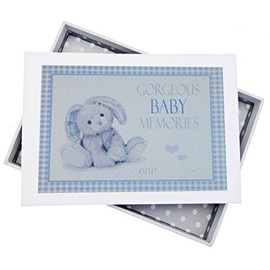 White Cotton Cards New Baby, Mini Photo Album, Blue Bunny, Board, 12.5 x 17.5 x 2.5 cm