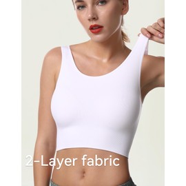 SPRIMEMONG - brasier deportivo ligero para mujer, sin costuras, sin costuras, para yoga, P2-black White, M