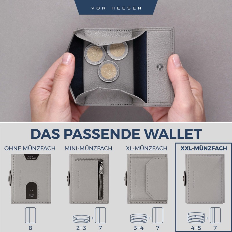 VON HEESEN Credit Card Holder Credit Card Holder, gray, XXL